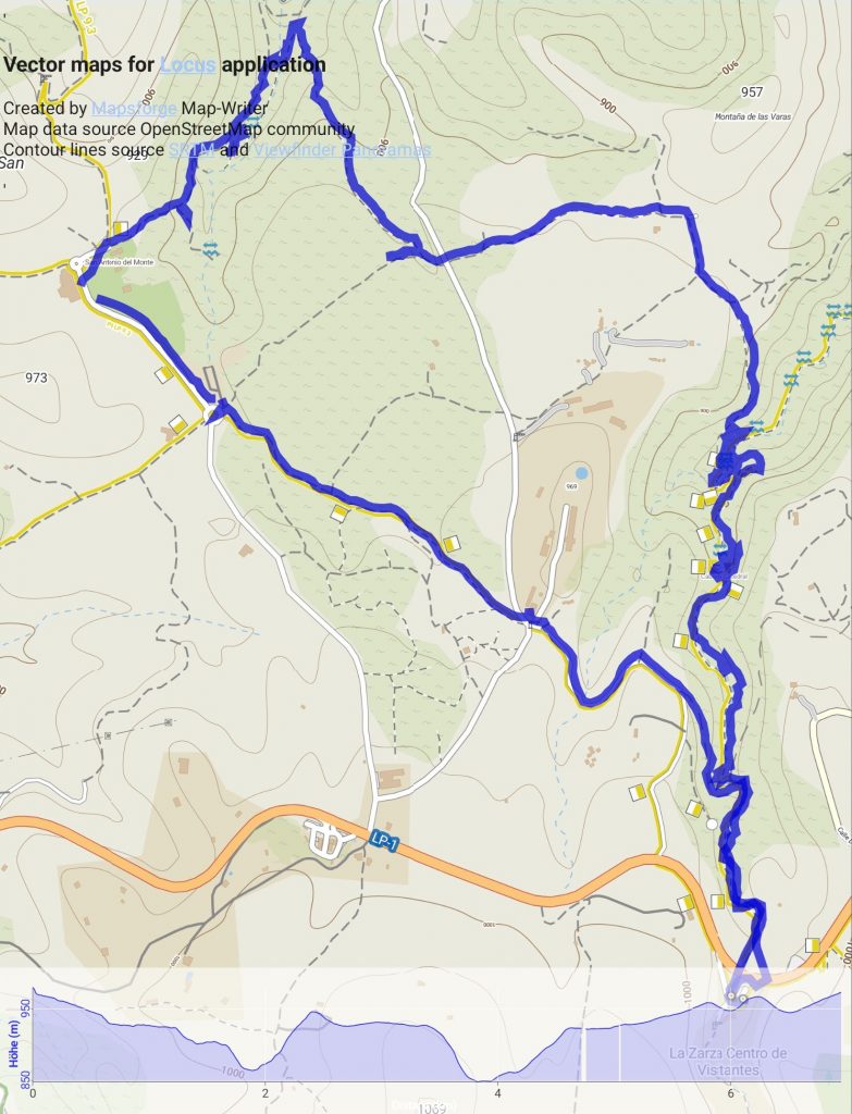 Wanderung von La Zarza nach San Antonio - Übersicht Track