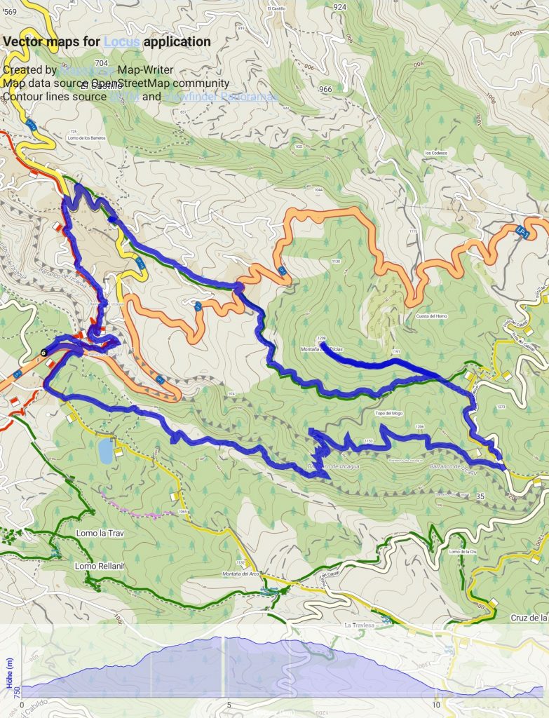 Barranco Izcagua Mandelblüte - Routen-Übersicht