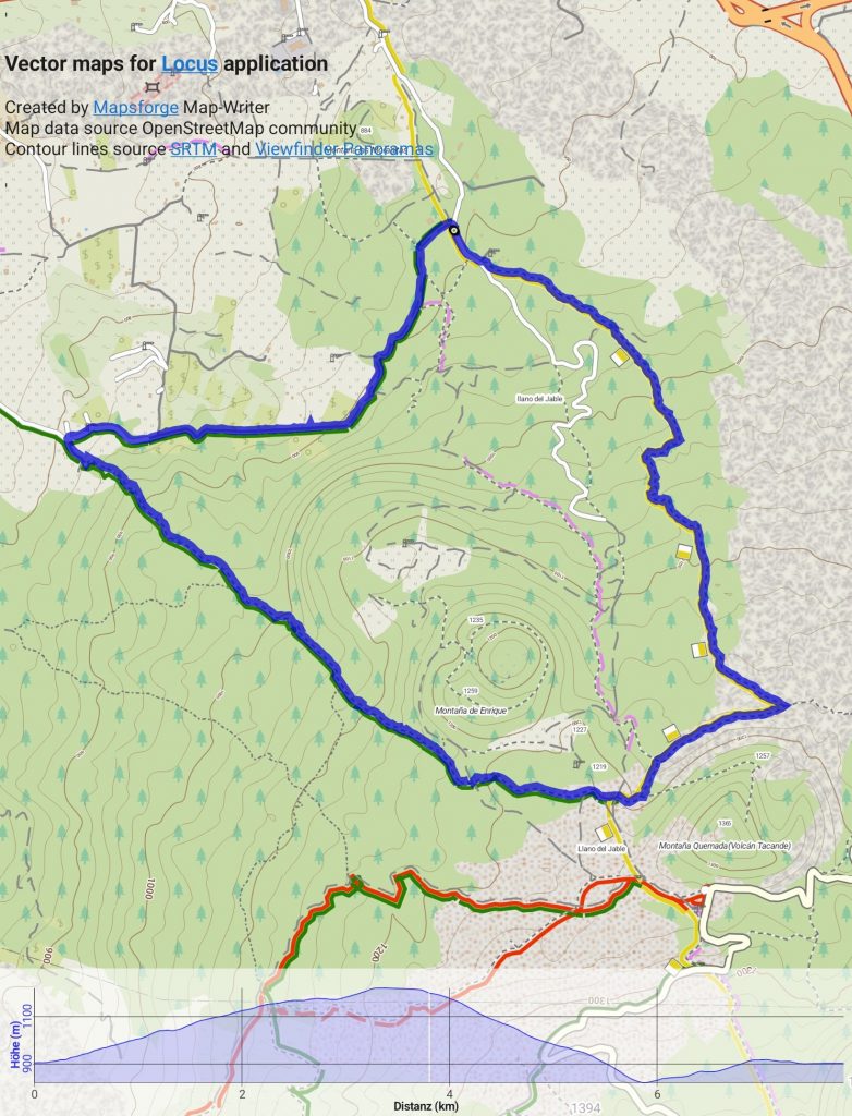 Rundwanderung El Paso - Llano del Jable - Tacande: Übersicht Route