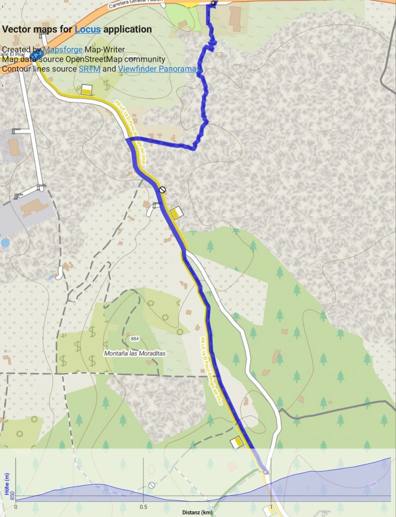 Rundwanderung El Paso - Llano del Jable - Tacande: Track-Übersicht für den alternativen Start