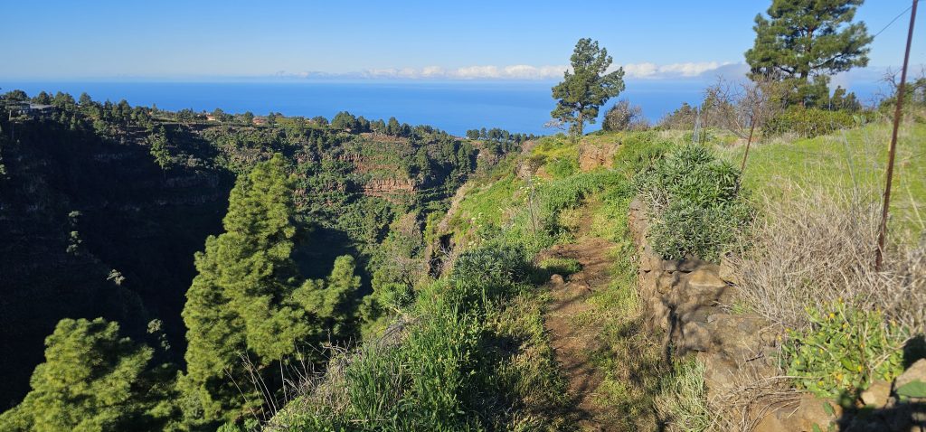 Runde Las Tricias - El Castillo: Weg am Rande des Barranco Izcagua