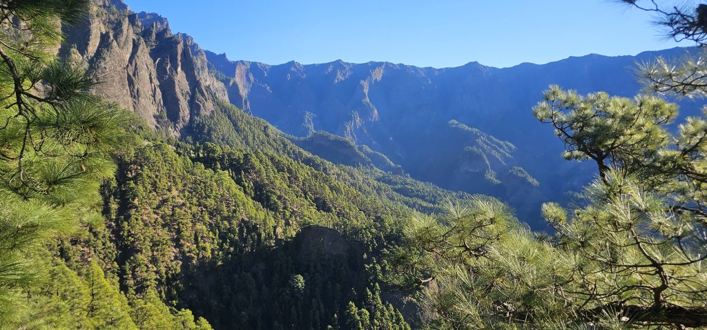 Los Brecitos - Barranco de las Angustias: Taumhafter Ausblick vom Mirador de Los Brecitos in die Caldera de Taburiente